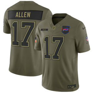 Men's Buffalo Bills #17 Josh Allen Olive 2025 F.U.S.E. Salute to Service Limited Jersey