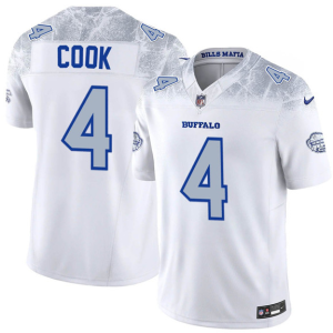 Men's Buffalo Bills #4 James Cook White 2025 F.U.S.E. ??Rivalries?? Vapor Limited Stitched Jersey