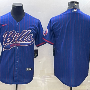 Men's Buffalo Bills Team Blank Blue Stitched Baseball Jersey