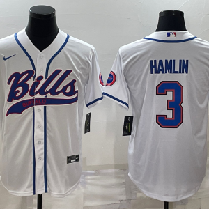 Men's Buffalo Bills #3 Damar Hamlin White  Baseball Nike Jersey