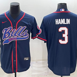 Men's Buffalo Bills #3 Damar Hamlin Blue Baseball Nike Jersey
