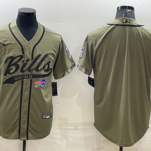 Men's Buffalo Bills Blank 2022 Olive Salute To Service Baseball Nike Jersey