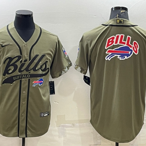 Men's Buffalo Bills 2022 Olive Salute To Service Team Big Logo With Patch Baseball Nike Jersey