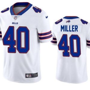 Men's Nike Buffalo Bills #40 Miller White Vapor Untouchable Limited Jersey