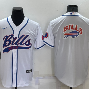 Men's Buffalo Bills Blank White Baseball Nike Jersey