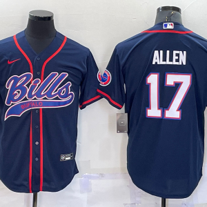 Men's Buffalo Bills #17 Josh Allen Blue Baseball Nike Jersey