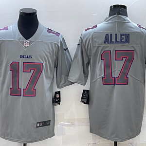 Men's Buffalo Bills #17 Josh Allen Grey Atmosphere Fashion Limited Jersey