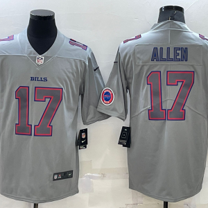 Men's Buffalo Bills #17 Josh Allen Grey Atmosphere Fashion Limited Jersey