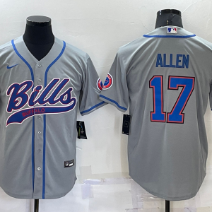 Men's Buffalo Bills #17 Josh Allen Grey Baseball Nike Jersey