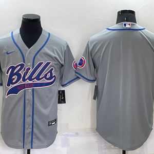 Men's Buffalo Bills Blank Grey Baseball Nike Jersey
