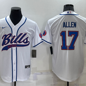 Men's Buffalo Bills #17 Josh Allen White Baseball Nike Jersey