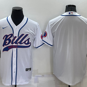 Men's Buffalo Bills Blank White Baseball Nike Jersey