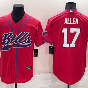 Men's Buffalo Bills #17 Josh Allen Red Baseball Nike Jersey