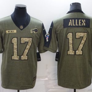 Men's Buffalo Bills #17 Josh Allen 2021 Olive Camo Salute To Service Limited Jersey