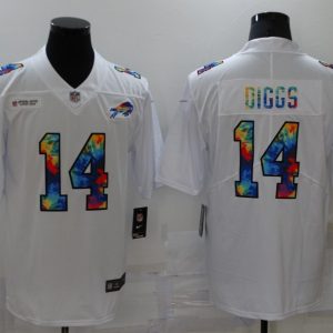 Men's Buffalo Bills #14 Stefon Diggs White Crucial Catch Limited Jersey