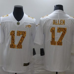 Men's Buffalo Bills #17 Josh Allen White Leopard Vapor Limited Jersey