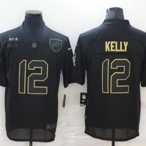 Men's Buffalo Bills #12 Kelly 2020 Black Salute To Service Limited Jersey
