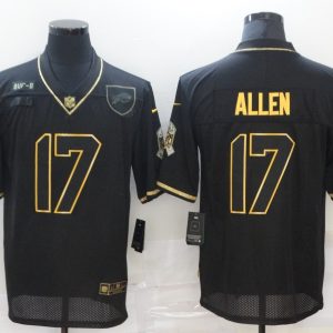 Men's Buffalo Bills #17 Josh Allen 2020 Black/Gold Salute To Service Limited Jersey
