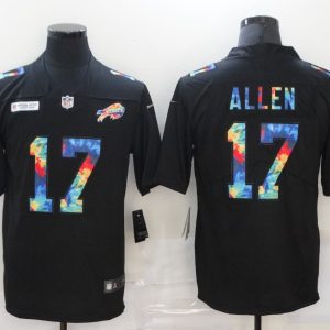 Men's Buffalo Bills #17 Josh Allen Black Rainbow Limited Jersey