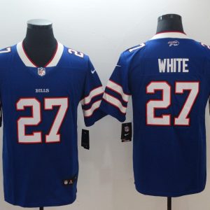 Men's Nike Buffalo Bills #27 White Royal Blue Team Color Vapor Untouchable Limited Jersey