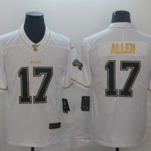 Men's Buffalo Bills #17 Josh Allen White 2019 100th Season Golden Edition Limited Jersey