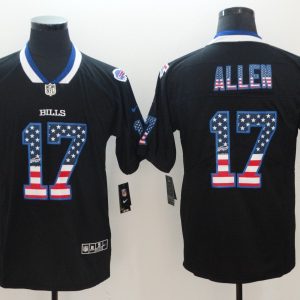 Nike 2018 Buffalo Bills 17 Allen USA Flag Fashion Black Color Rush Limited Jersey