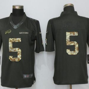 New Nike Buffalo Bills 5 Taylor Anthracite Salute To Service Limited Jersey