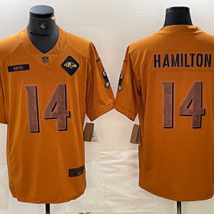 Men's Baltimore Ravens #14 Kyle Hamilton 2023 Brown Salute To Service Limited Jersey