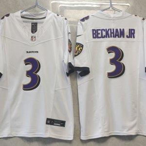 Men's Baltimore Ravens #3 Odell Beckham Jr. White 2023 F.U.S.E. Vapor Untouchable Limited Jersey