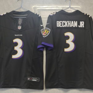 Men's Baltimore Ravens #3 Odell Beckham Jr. Black 2023 F.U.S.E. Vapor Untouchable Limited Jersey