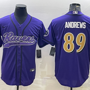 Men's Baltimore Ravens #89 Anderws Purple Baseball Nike Jersey