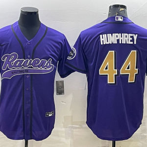Men's Baltimore Ravens #44 Humphrey Purple Baseball Nike Jersey