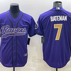Men's Baltimore Ravens #7 Bateman Purple Baseball Nike Jersey