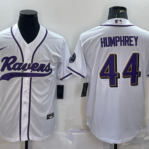 Men's Baltimore Ravens #44 Humphrey White Baseball Nike Jersey