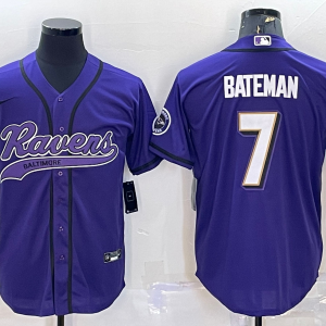 Men's Baltimore Ravens #7 Bateman Purple Baseball Nike Jersey