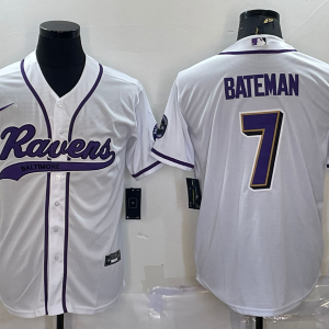 Men's Baltimore Ravens #7 Bateman White Baseball Nike Jersey