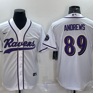 Men's Baltimore Ravens #89 Anderws White Baseball Nike Jersey
