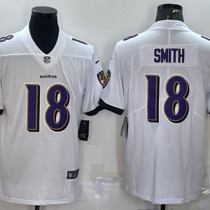 Men's Baltimore Ravens #18 Smith White Vapor Untouchable Limited Jersey