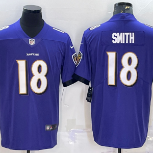 Men's Baltimore Ravens #18 Smith Purple Vapor Untouchable Limited Jersey