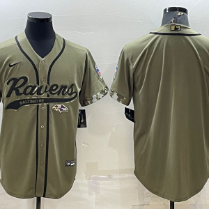 Men's Baltimore Ravens Blank 2022 Olive Salute To Service Baseball Nike Jersey