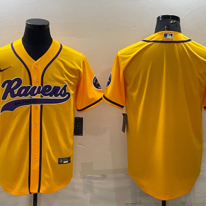 Men's Baltimore Ravens Blank Yellow Baseball Nike Jersey