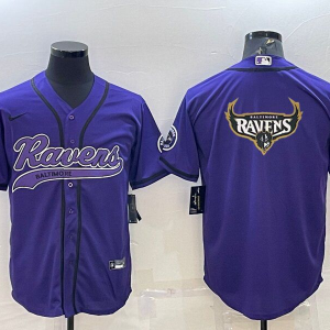 Men's Baltimore Ravens Purple Team Big Logo With Patch Baseball Nike Jersey