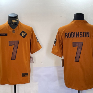 Men's Atlanta Falcons #7 Bijan Robinson 2023 Brown Salute To Service Limited Jersey