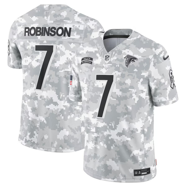 Men's Atlanta Falcons #7 Bijan Robinson Arctic Camo 2024 F.U.S.E. Salute to Service