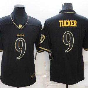 Men's Baltimore Ravens #9 Tucker Black Golden Edition Limited Jersey