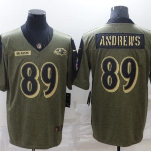 Men's Baltimore Ravens #89 Mark Andrews 2021 Olive Salute To Service Limited Jersey