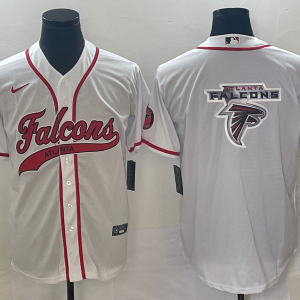 Men's Atlanta Falcons White Team Big Logo With Patch Baseball Jersey
