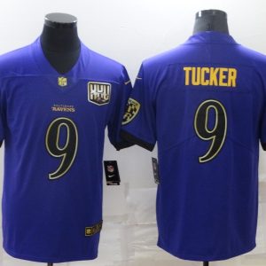 Men's Baltimore Ravens #9 Justin Tucker Purple Gold Vapor Limited Jersey