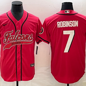 Men's Atlanta Falcons #7 Bijan Robinson Red With Patch Baseball Jersey