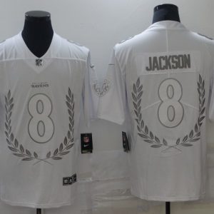 Men's Baltimore Ravens #8 Lamar Jackson Platinum MVP Limited Edition Limited Jersey